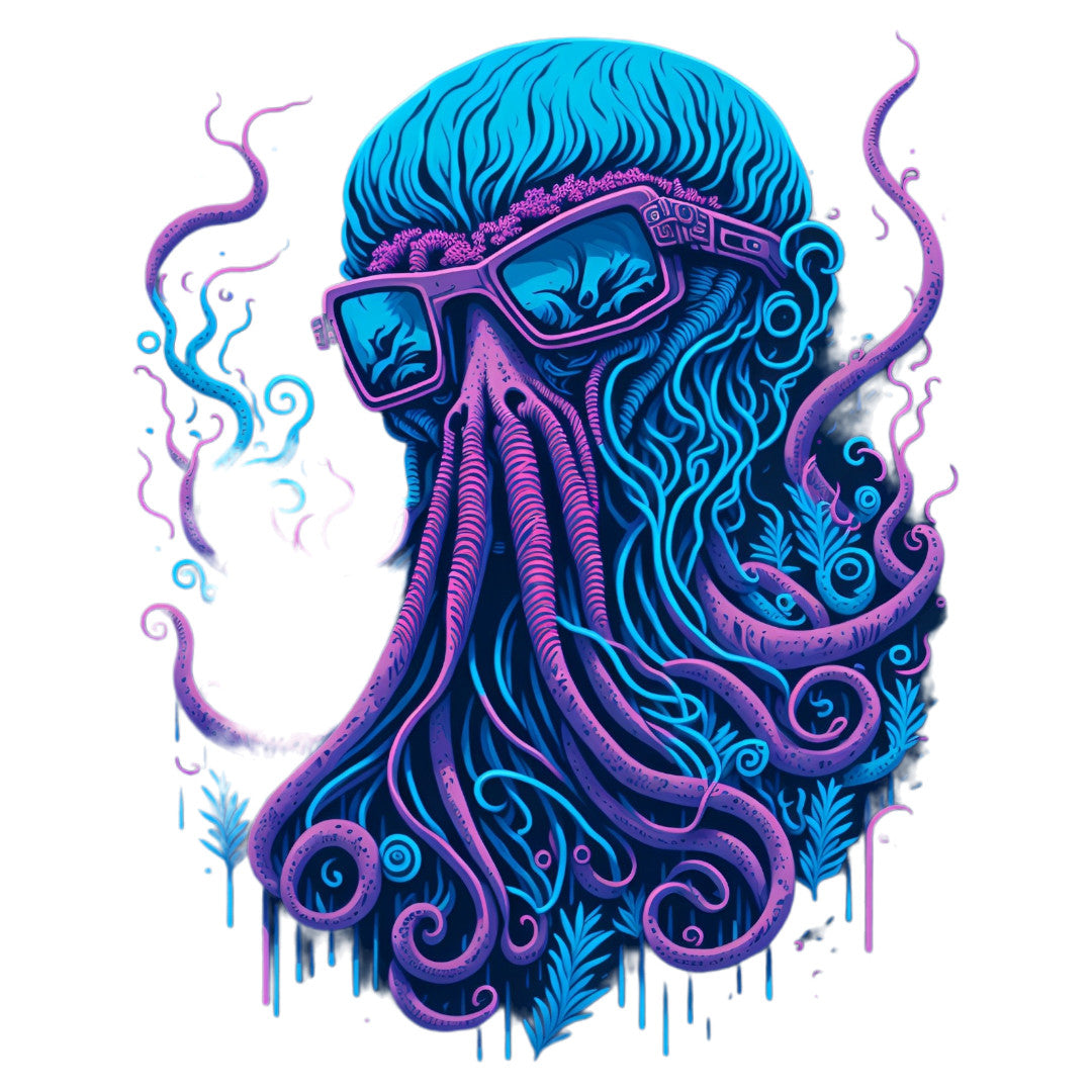 Set 2 bucati, Sticker decorativ, Caracatita cu ochelari, Rezistent la apa, NO6642, 16 cm, Multicolor