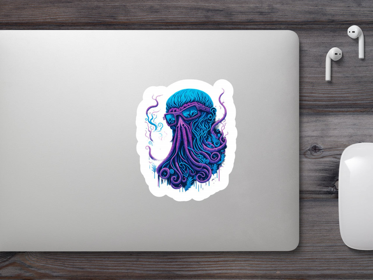 Set 2 bucati, Sticker decorativ, Caracatita cu ochelari, Rezistent la apa, NO6642, 16 cm, Multicolor