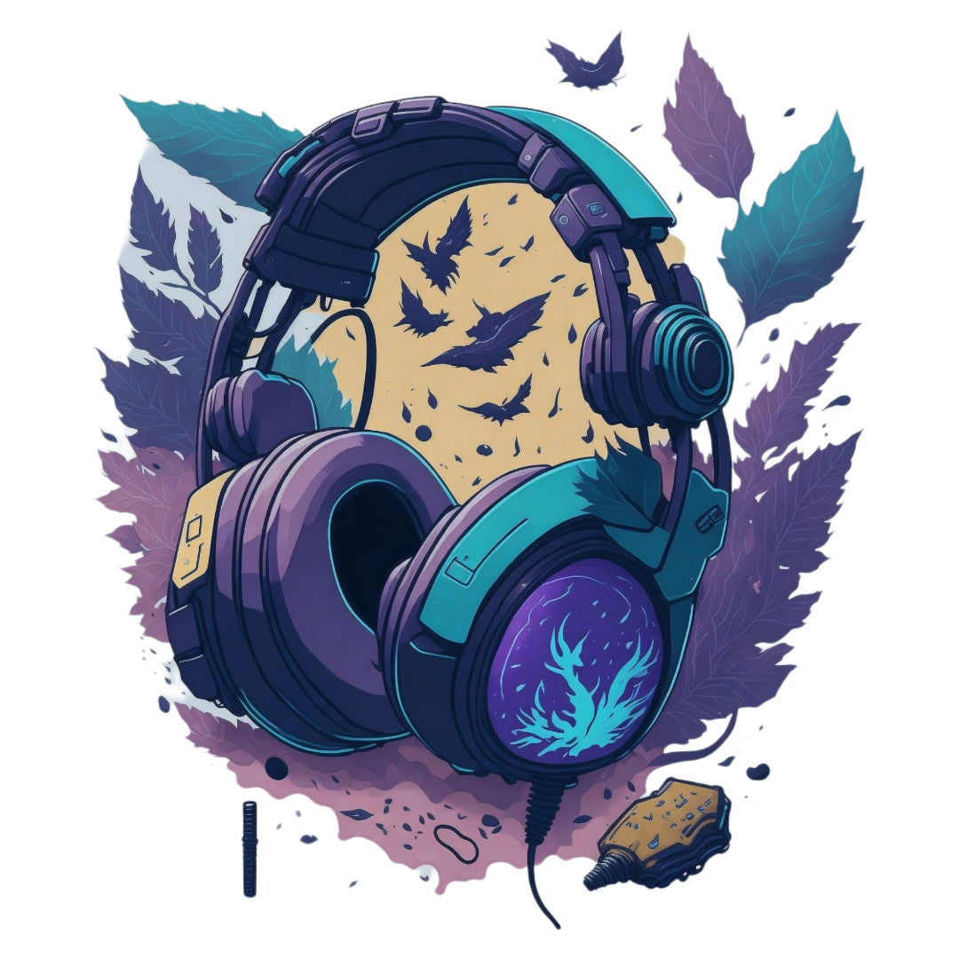 Set 2 bucati, Sticker decorativ, Casti, Rezistent la apa, NO6237, 16 cm, Multicolor