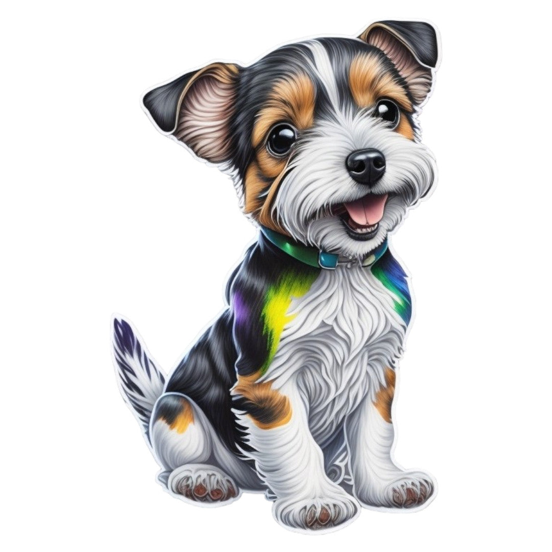 Set 2 bucati, Sticker decorativ, Catel cu pete, Rezistent la apa, NO7000, 16 cm, Multicolor