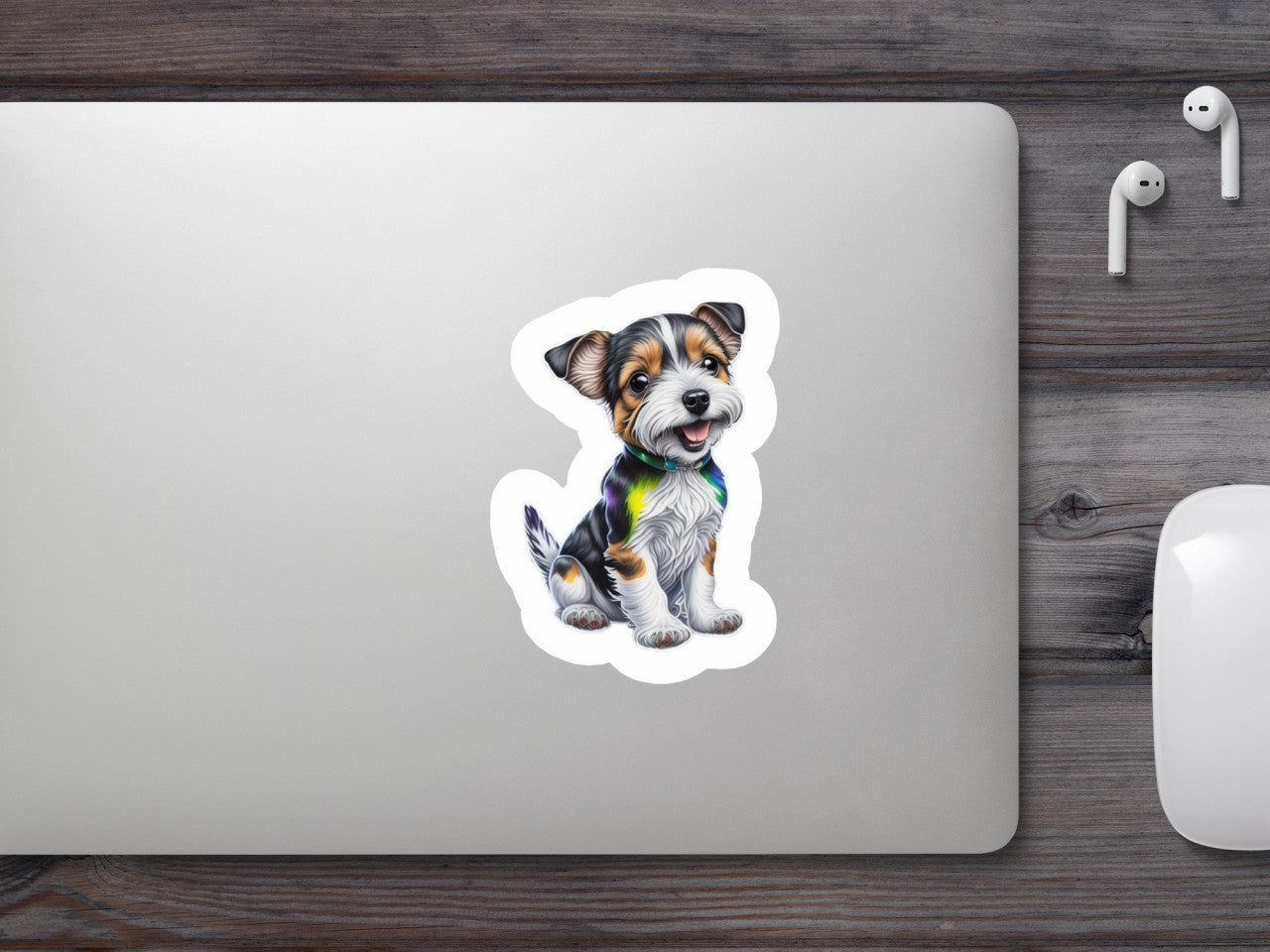 Set 2 bucati, Sticker decorativ, Catel cu pete, Rezistent la apa, NO7000, 16 cm, Multicolor