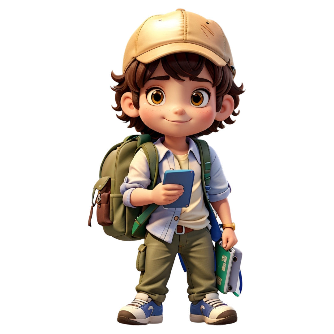 Set 2 bucati, Sticker decorativ, Copil excursionist, Rezistent la apa, NO6344, 16 cm, Multicolor