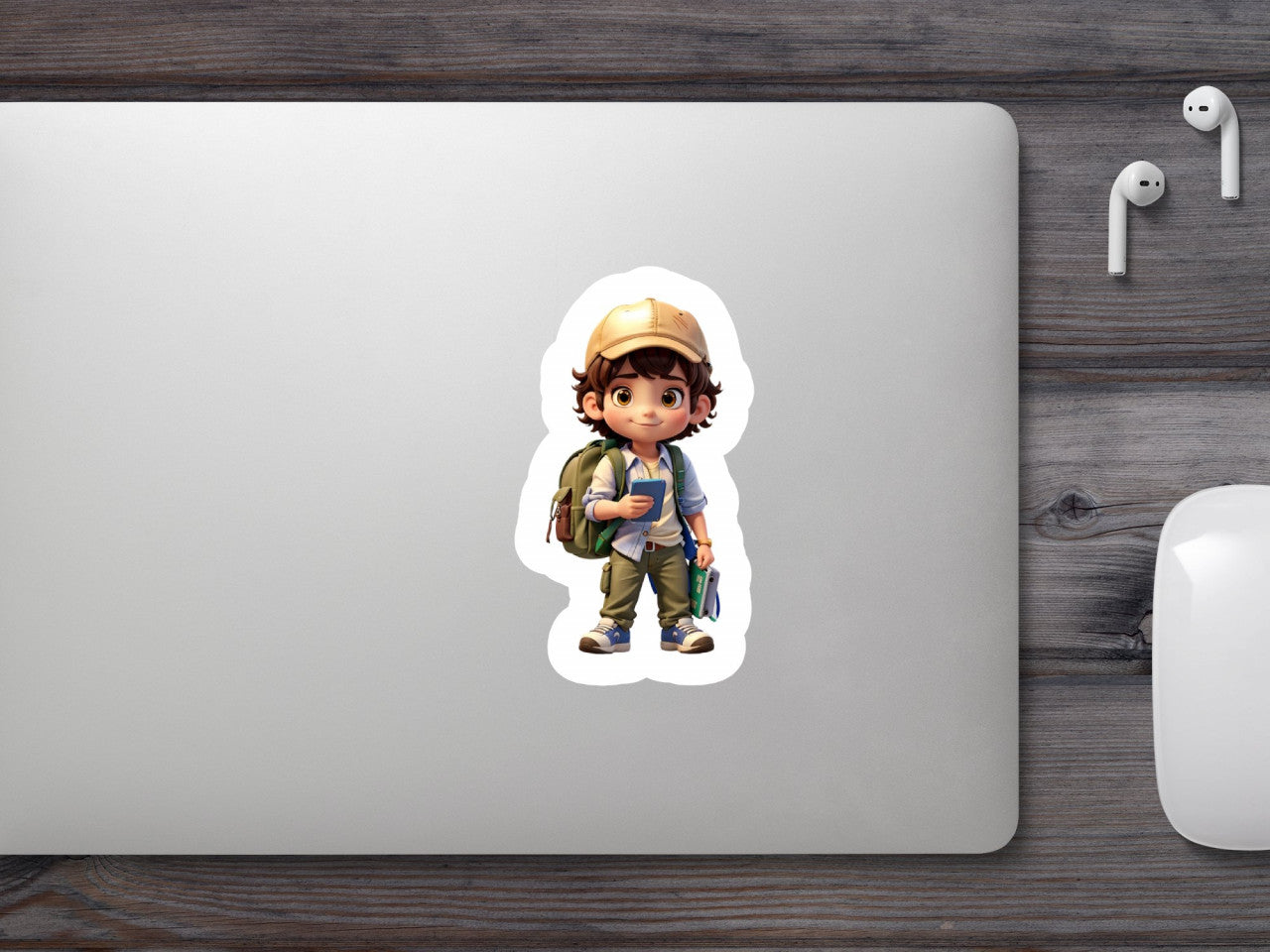 Set 2 bucati, Sticker decorativ, Copil excursionist, Rezistent la apa, NO6344, 16 cm, Multicolor