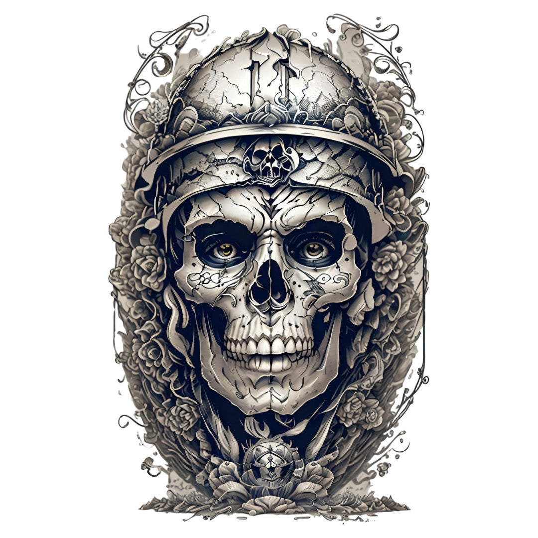 Set 2 bucati, Sticker decorativ, Craniu cu broderie, Rezistent la apa, NO6364, 16 cm, Multicolor