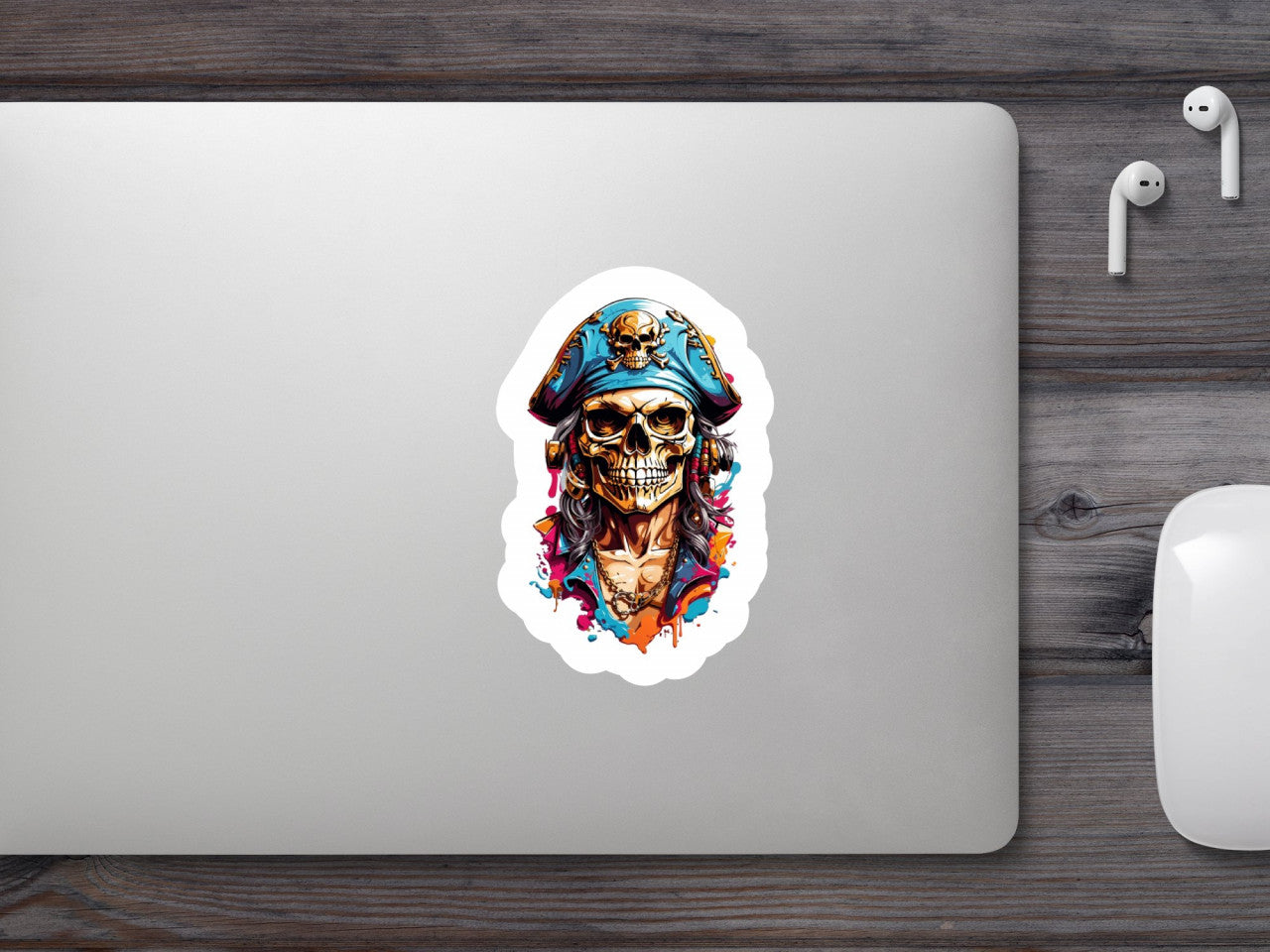 Set 2 bucati, Sticker decorativ, Craniu pirat, Rezistent la apa, NO6636, 16 cm, Multicolor