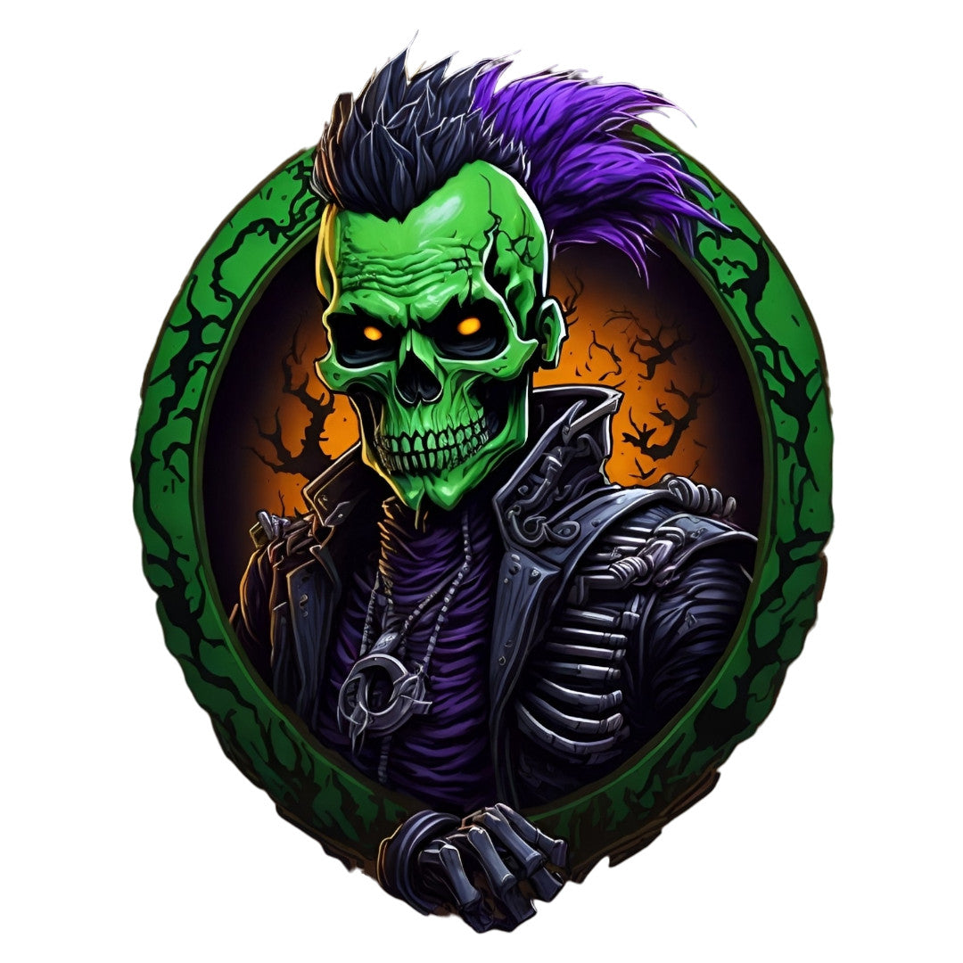 Set 2 bucati, Sticker decorativ, Craniul biker, Rezistent la apa, NO6149, 16 cm, Multicolor