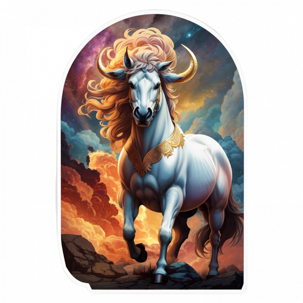 Set 2 bucati, Sticker decorativ, Creatura mitologica Centaur cu coarne, Rezistent la apa, NO5060, 16 cm, Multicolor