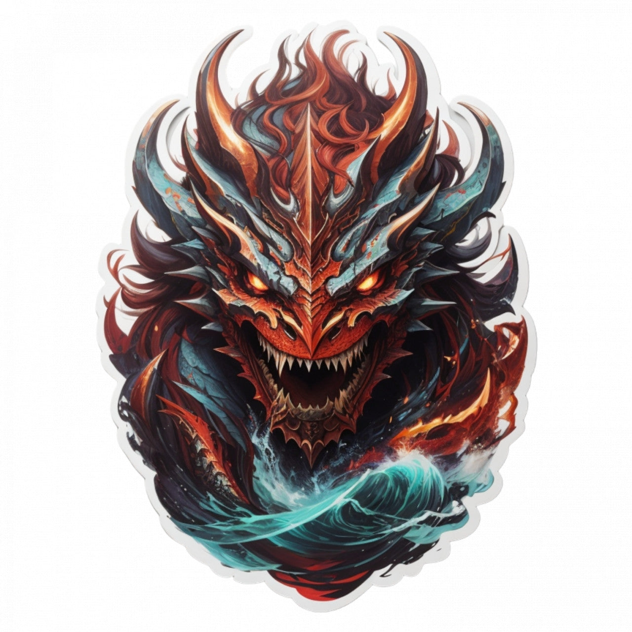 Set 2 bucati, Sticker decorativ, Demon Leviathan, Rezistent la apa, NO5501, 16 cm, Multicolor