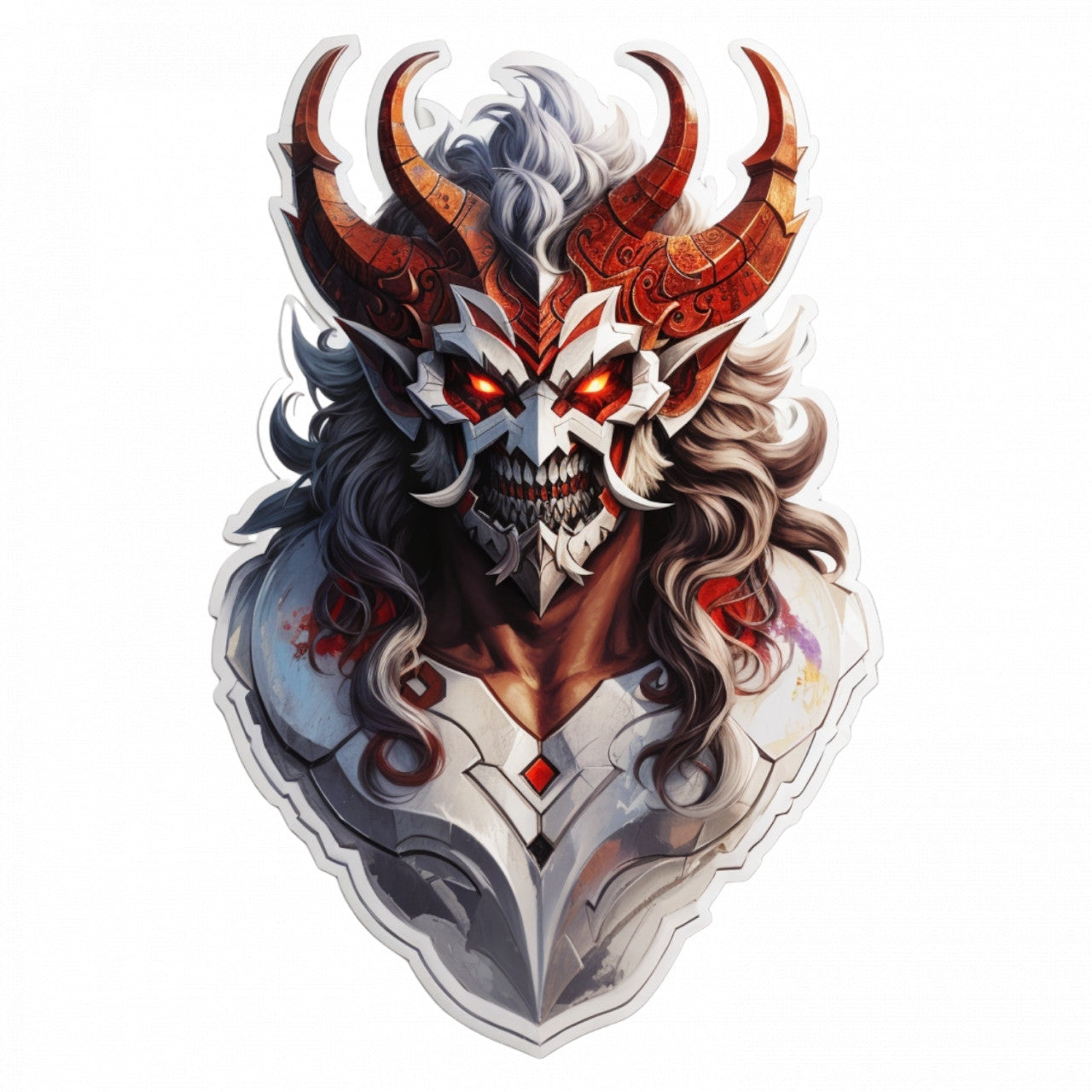 Set 2 bucati, Sticker decorativ, Demonul Andras cu plete, Rezistent la apa, NO4889, 16 cm, Multicolor