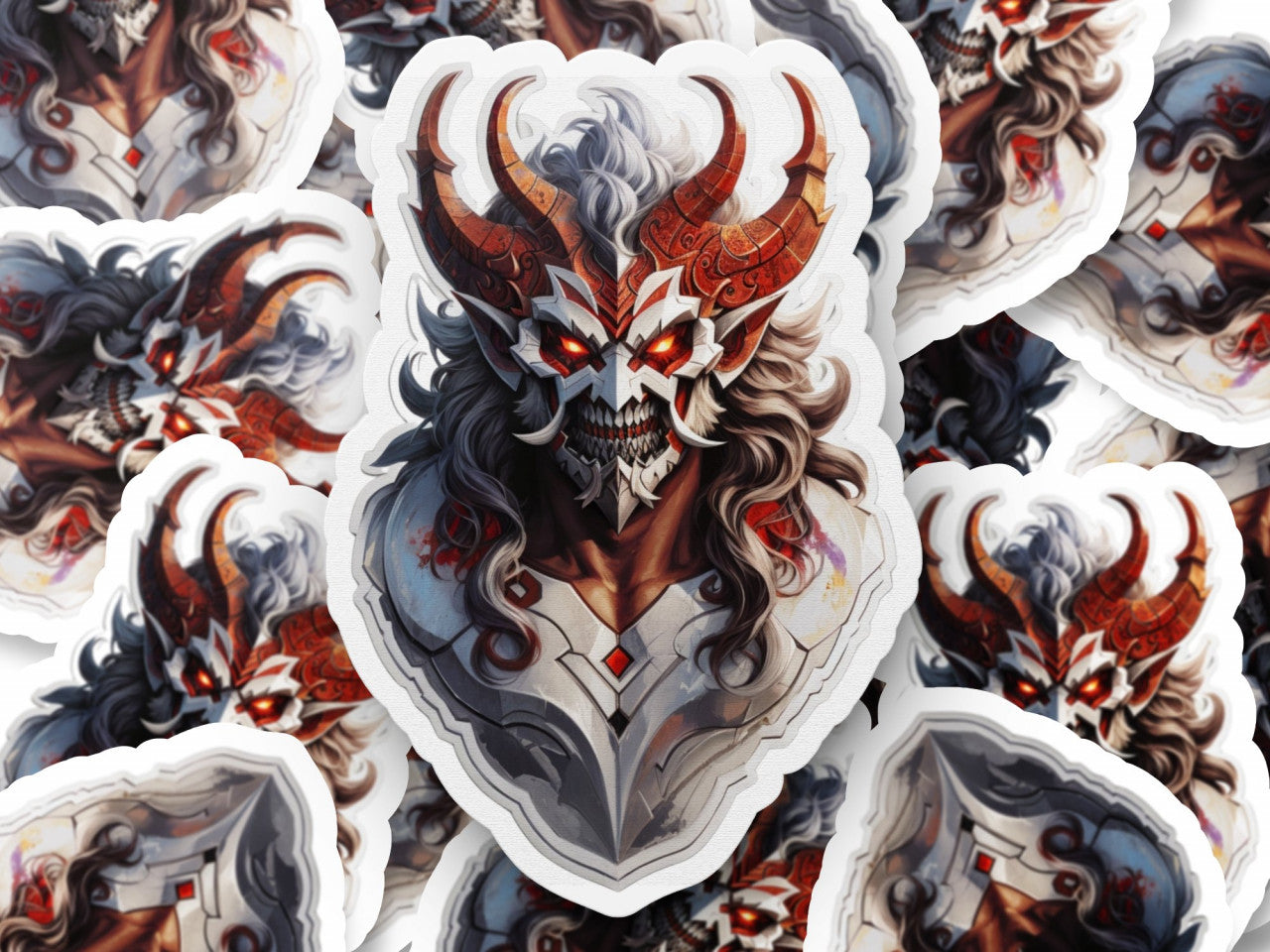 Set 2 bucati, Sticker decorativ, Demonul Andras cu plete, Rezistent la apa, NO4889, 16 cm, Multicolor