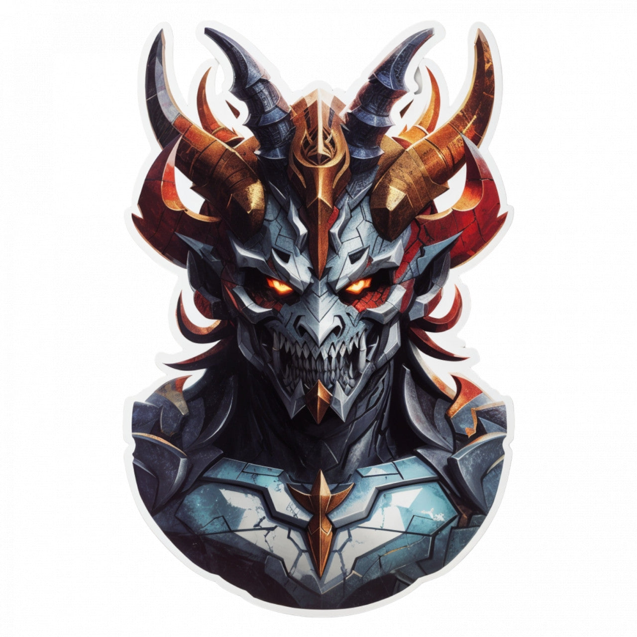 Set 2 bucati, Sticker decorativ, Demonul Andromalius cu platosa, Rezistent la apa, NO4885, 16 cm, Multicolor