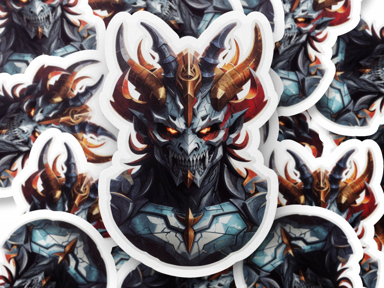 Set 2 bucati, Sticker decorativ, Demonul Andromalius cu platosa, Rezistent la apa, NO4885, 16 cm, Multicolor