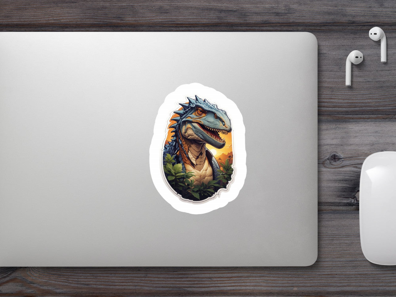 Set 2 bucati, Sticker decorativ, Dinozaur in jungla, Rezistent la apa, NO6748, 16 cm, Multicolor