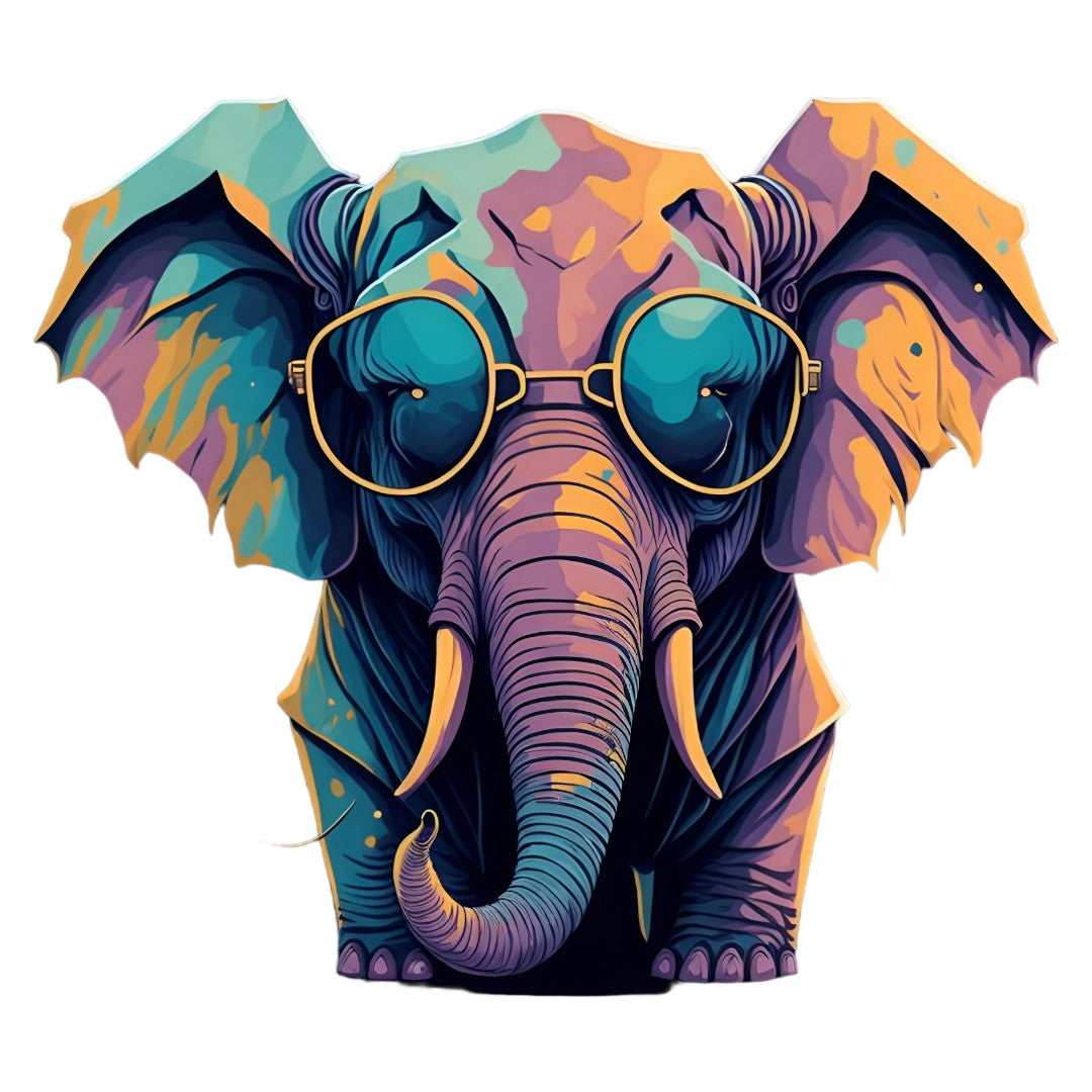 Set 2 bucati, Sticker decorativ, Elefantul stilat, Rezistent la apa, NO6217, 16 cm, Multicolor