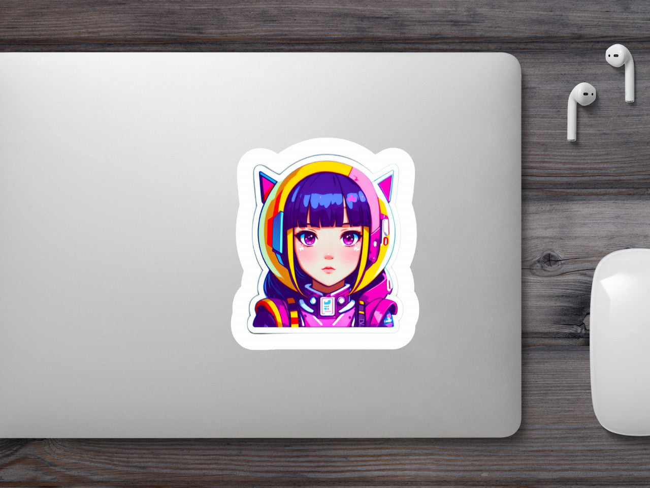 Set 2 bucati, Sticker decorativ, Fata cu breton, Rezistent la apa, NO6407, 16 cm, Multicolor