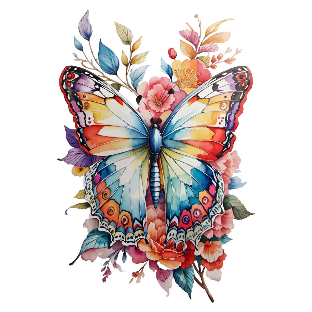 Set 2 bucati, Sticker decorativ, Fluturele dantelat, Rezistent la apa, NO6458, 16 cm, Multicolor