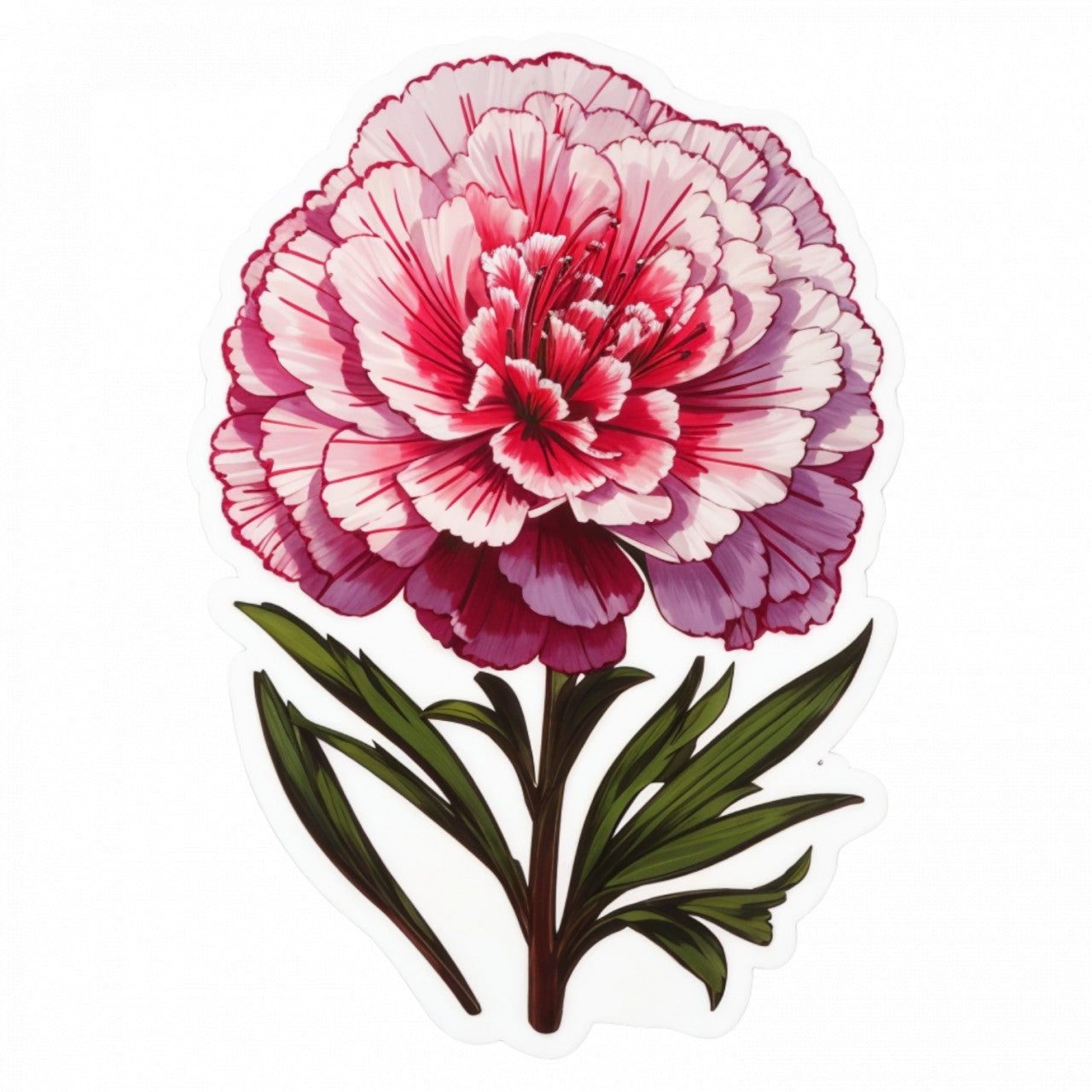 Set 2 bucati, Sticker decorativ, Garofita cu frunze, Rezistent la apa, NO5181, 16 cm, Multicolor