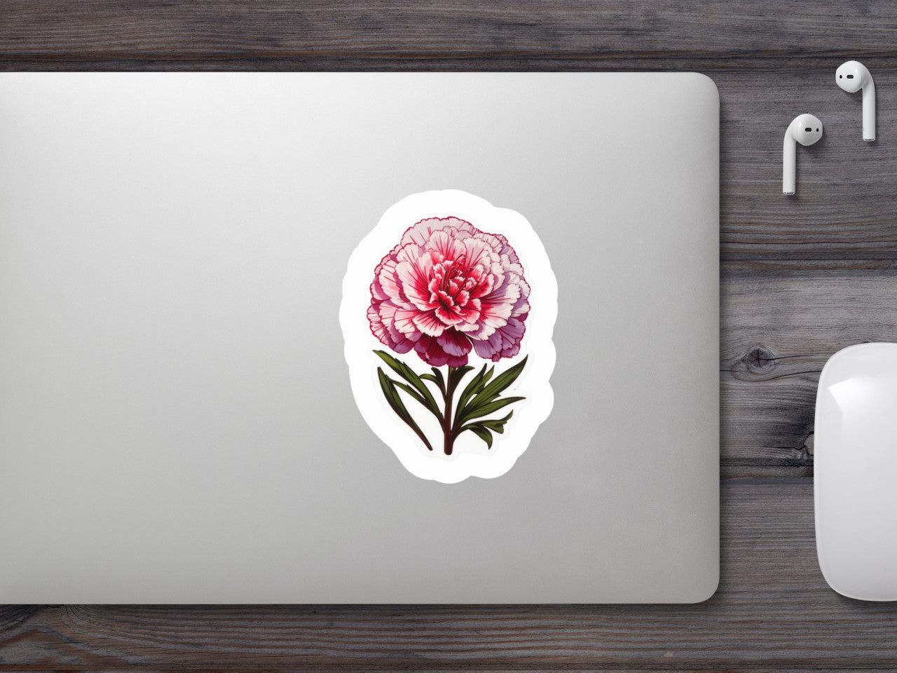 Set 2 bucati, Sticker decorativ, Garofita cu frunze, Rezistent la apa, NO5181, 16 cm, Multicolor