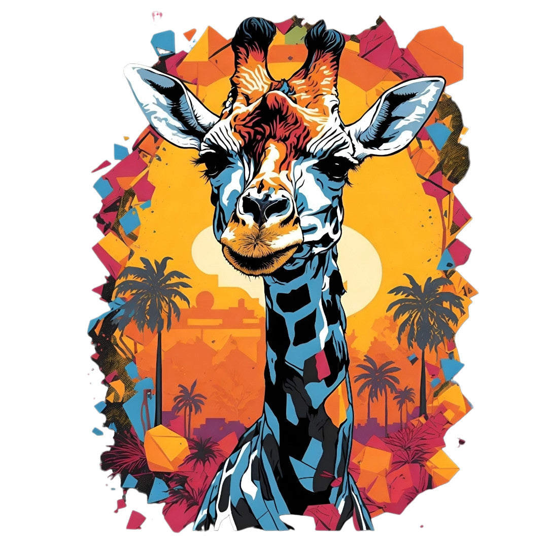 Set 2 bucati, Sticker decorativ, Girafa cocheta, Rezistent la apa, NO6433, 16 cm, Multicolor