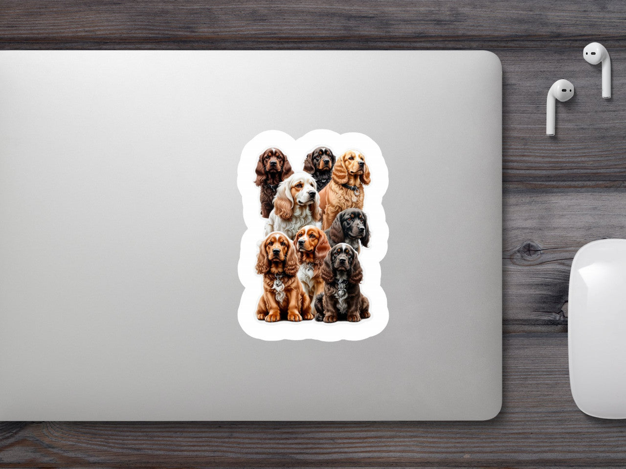 Set 2 bucati, Sticker decorativ, Grup de caini Cocker spaniel, Rezistent la apa, NO5095, 16 cm, Multicolor