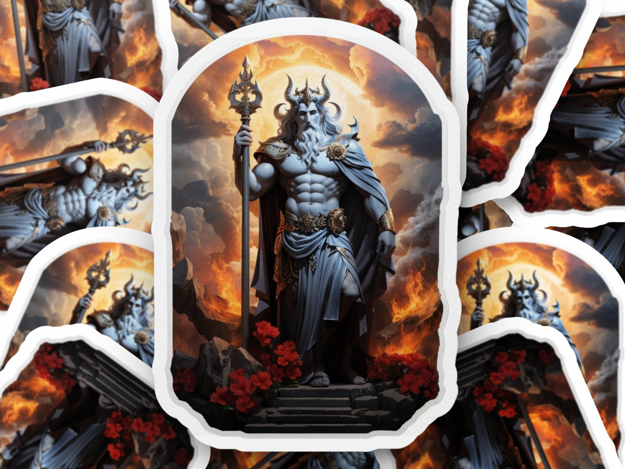 Set 2 bucati, Sticker decorativ, Hades zeul infernului, Rezistent la apa, NO5358, 16 cm, Multicolor