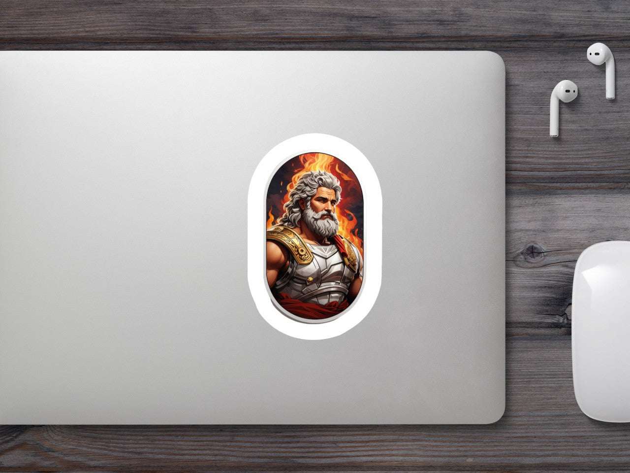 Set 2 bucati, Sticker decorativ, Hefaestus zeu grec cu platosa, Rezistent la apa, NO5389, 16 cm, Multicolor