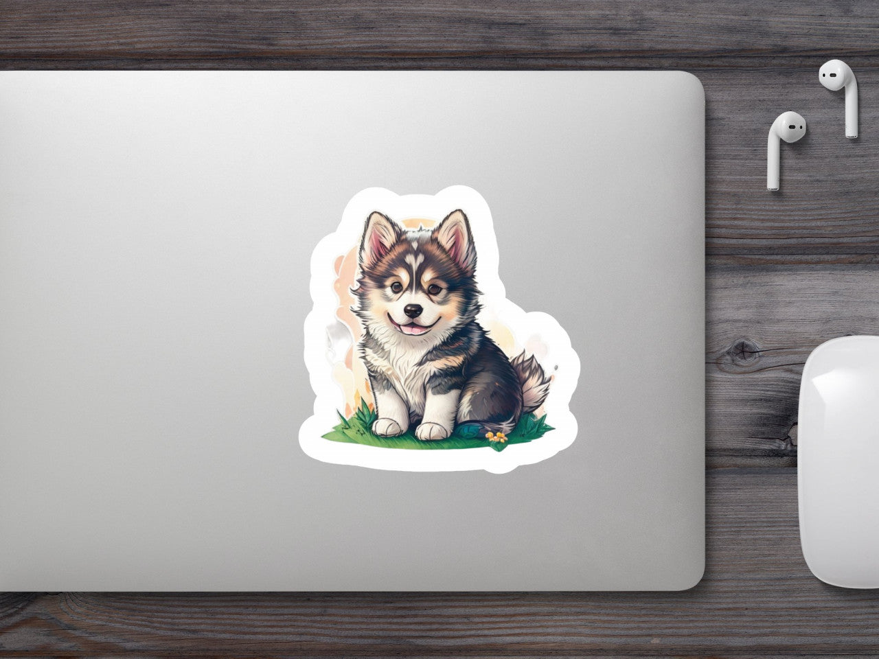 Set 2 bucati, Sticker decorativ, Husky siberian, Rezistent la apa, NO6925, 16 cm, Multicolor