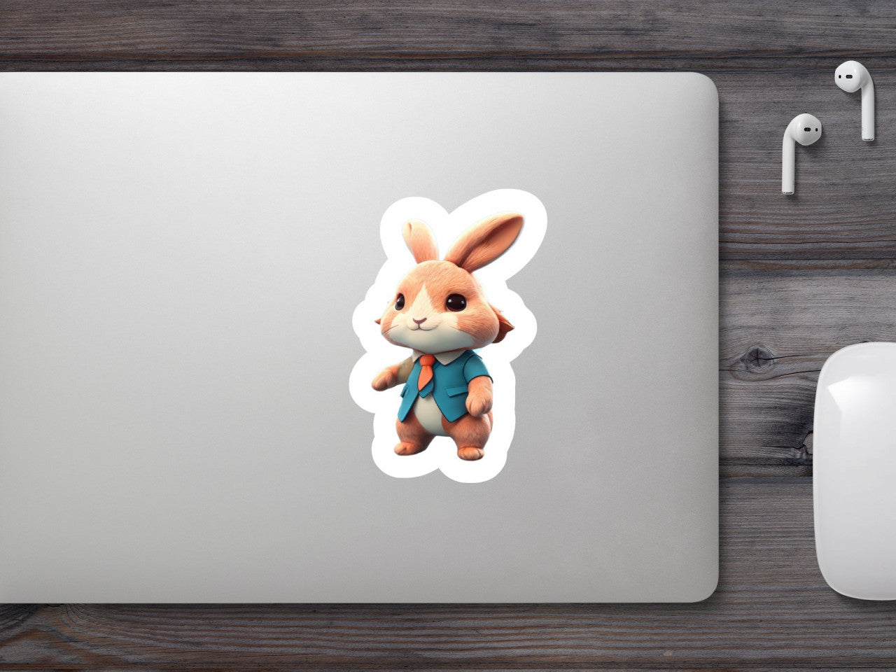 Set 2 bucati, Sticker decorativ, Iepure mascota, Rezistent la apa, NO6928, 16 cm, Multicolor