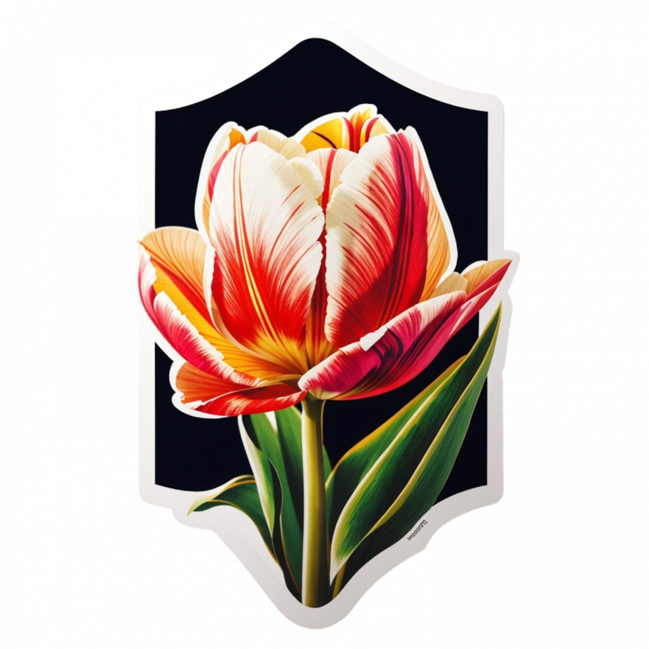 Set 2 bucati, Sticker decorativ, Lalea cu frunze, Rezistent la apa, NO6027, 16 cm, Multicolor