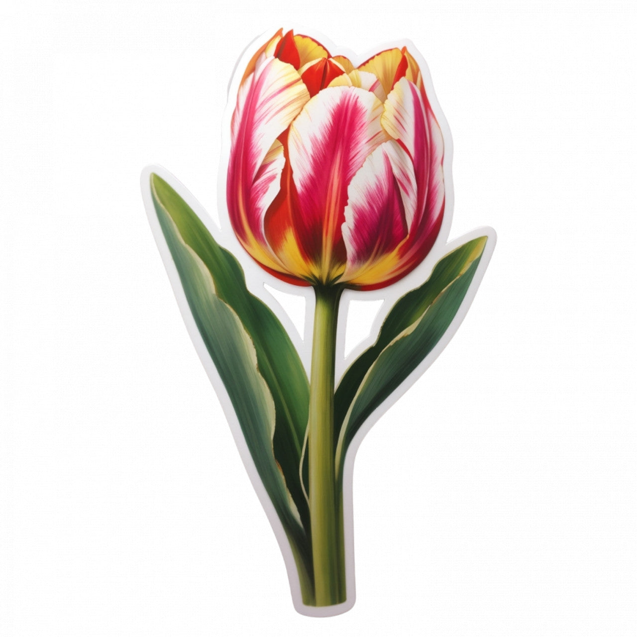 Set 2 bucati, Sticker decorativ, Lalea cu frunze, Rezistent la apa, NO6029, 16 cm, Multicolor