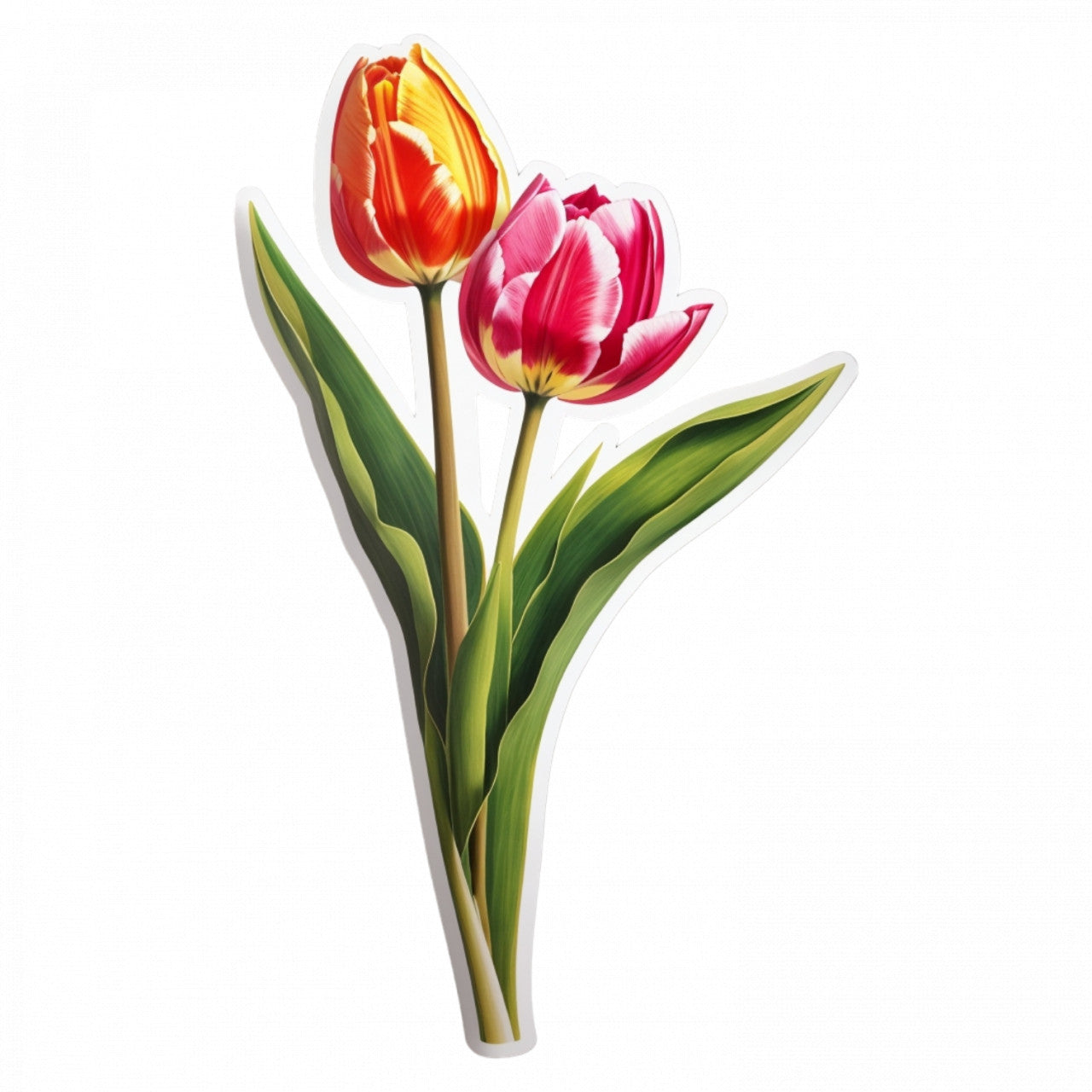 Set 2 bucati, Sticker decorativ, Lalele, Rezistent la apa, NO6028, 16 cm, Multicolor