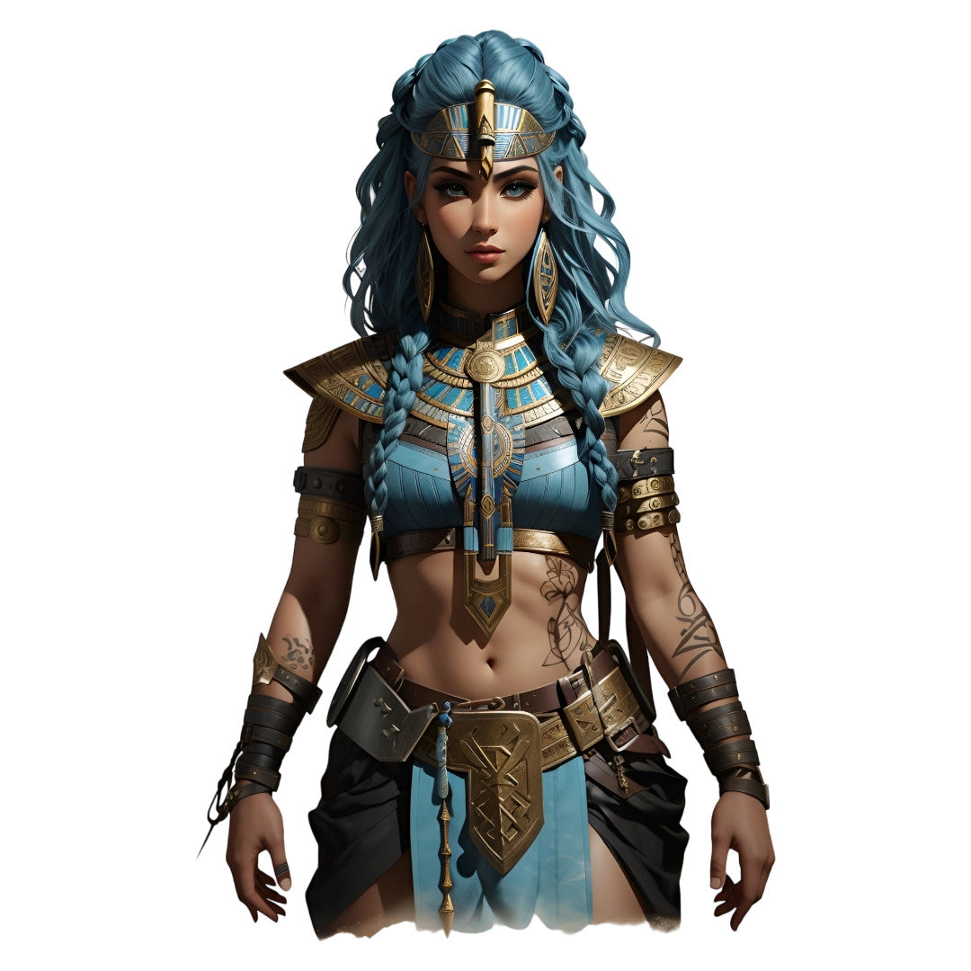 Set 2 bucati, Sticker decorativ, Luptatoarea egipteana, Rezistent la apa, NO6411, 16 cm, Multicolor