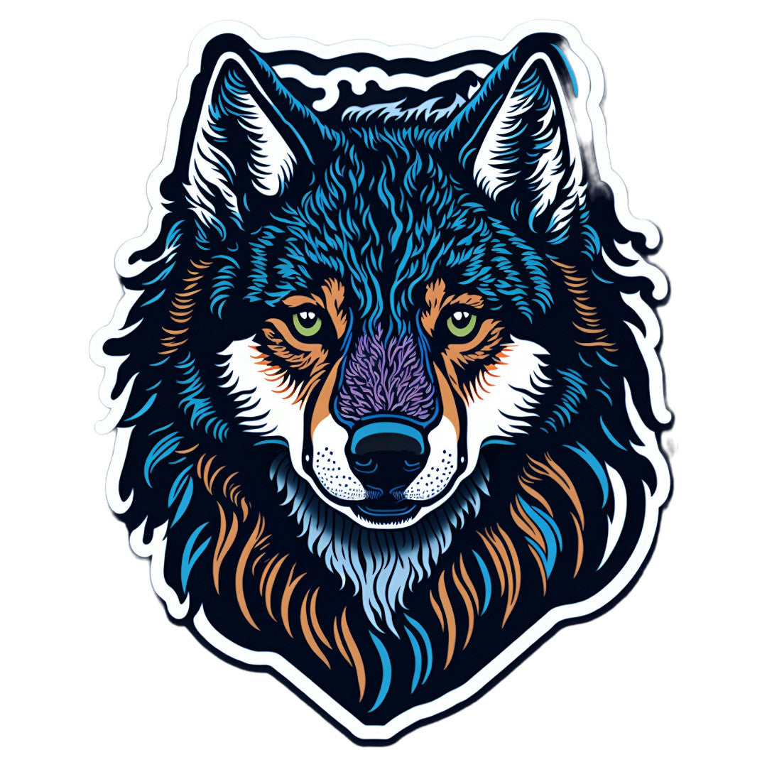 Set 2 bucati, Sticker decorativ, Lupul cu urechi ascutite, Rezistent la apa, NO6605, 16 cm, Multicolor