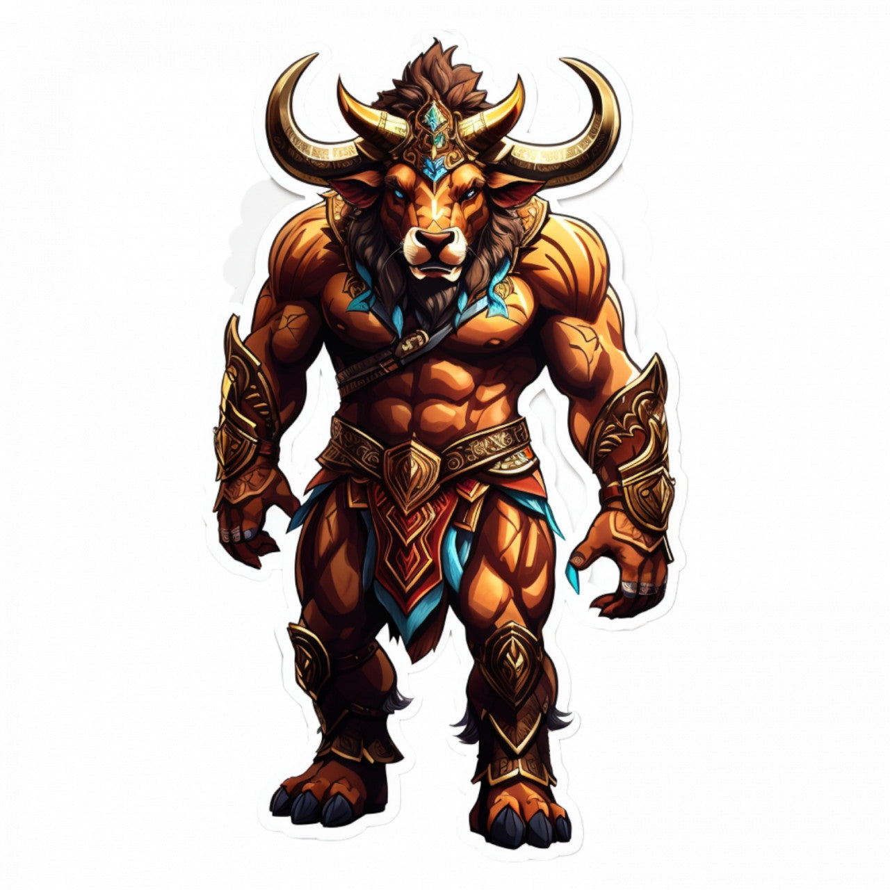 Set 2 bucati, Sticker decorativ, Minotaur cu guler si mansete, Rezistent la apa, NO5611, 16 cm, Multicolor