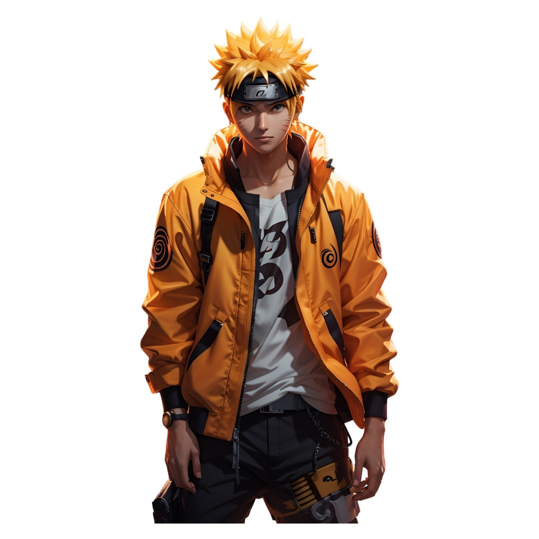 Set 2 bucati, Sticker decorativ, Naruto cu jacheta, Rezistent la apa, NO6505, 16 cm, Multicolor