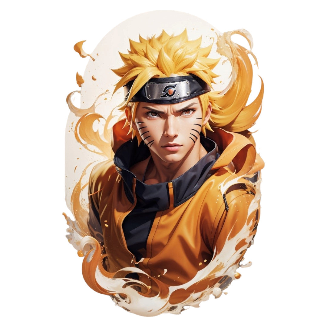 Set 2 bucati, Sticker decorativ, Naruto Uzumaki medalion, Rezistent la apa, NO6833, 16 cm, Multicolor