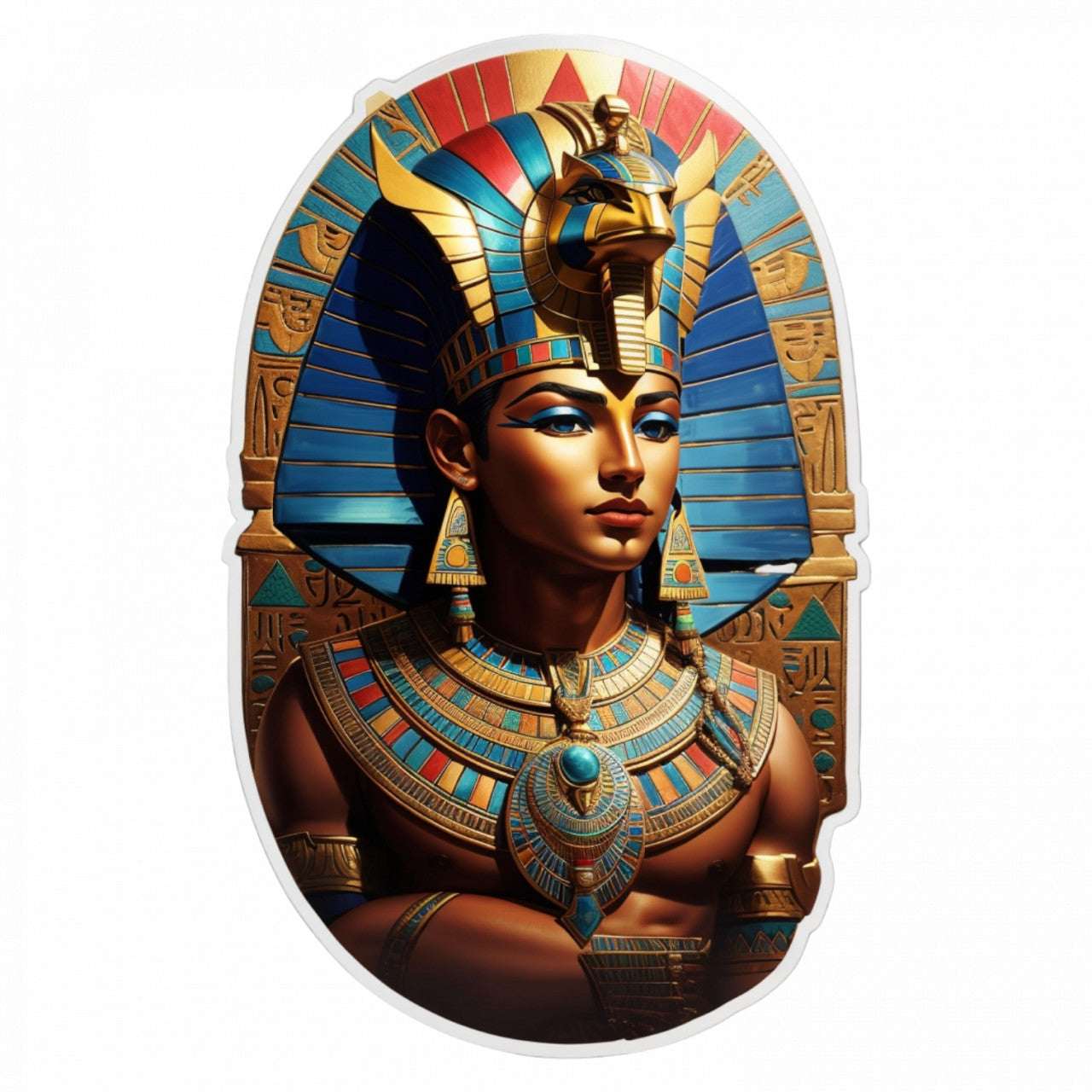 Set 2 bucati, Sticker decorativ, Nekhbet cu chip de fata, Rezistent la apa, NO5647, 16 cm, Multicolor