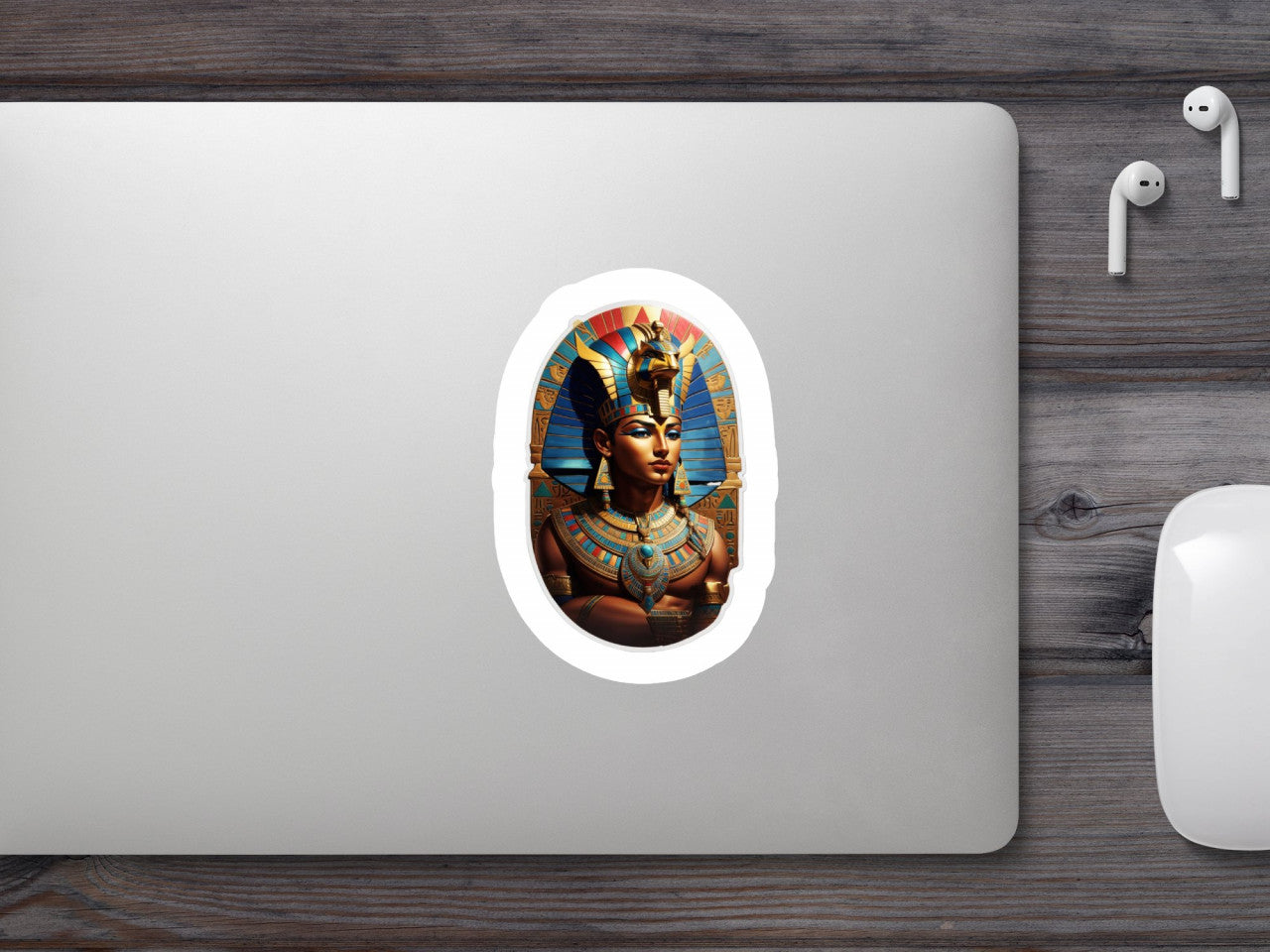 Set 2 bucati, Sticker decorativ, Nekhbet cu chip de fata, Rezistent la apa, NO5647, 16 cm, Multicolor