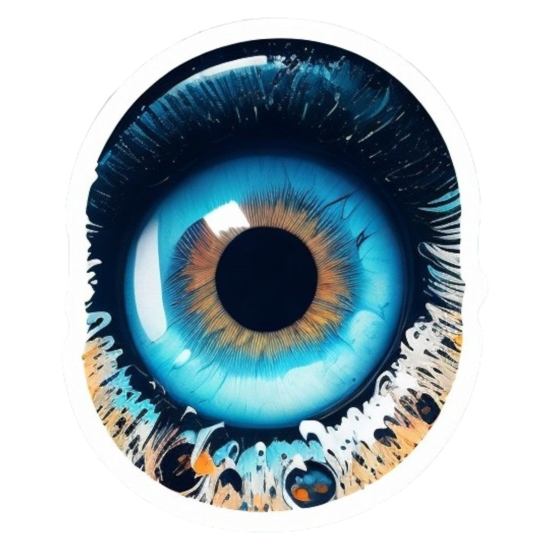 Set 2 bucati, Sticker decorativ, Ochi cu gene, Rezistent la apa, NO6955, 16 cm, Multicolor