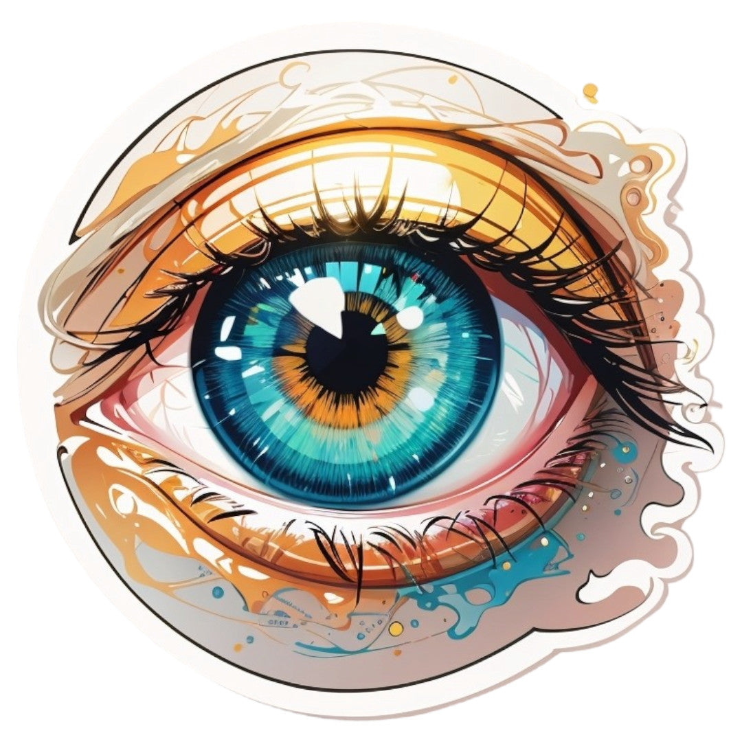 Set 2 bucati, Sticker decorativ, Ochi cu pleoape, Rezistent la apa, NO6766, 16 cm, Multicolor