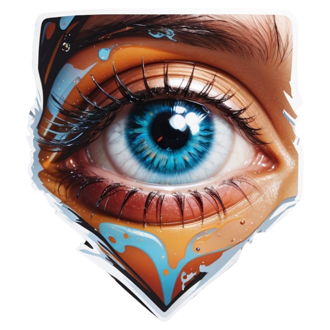 Set 2 bucati, Sticker decorativ, Ochi de fata, Rezistent la apa, NO6764, 16 cm, Multicolor