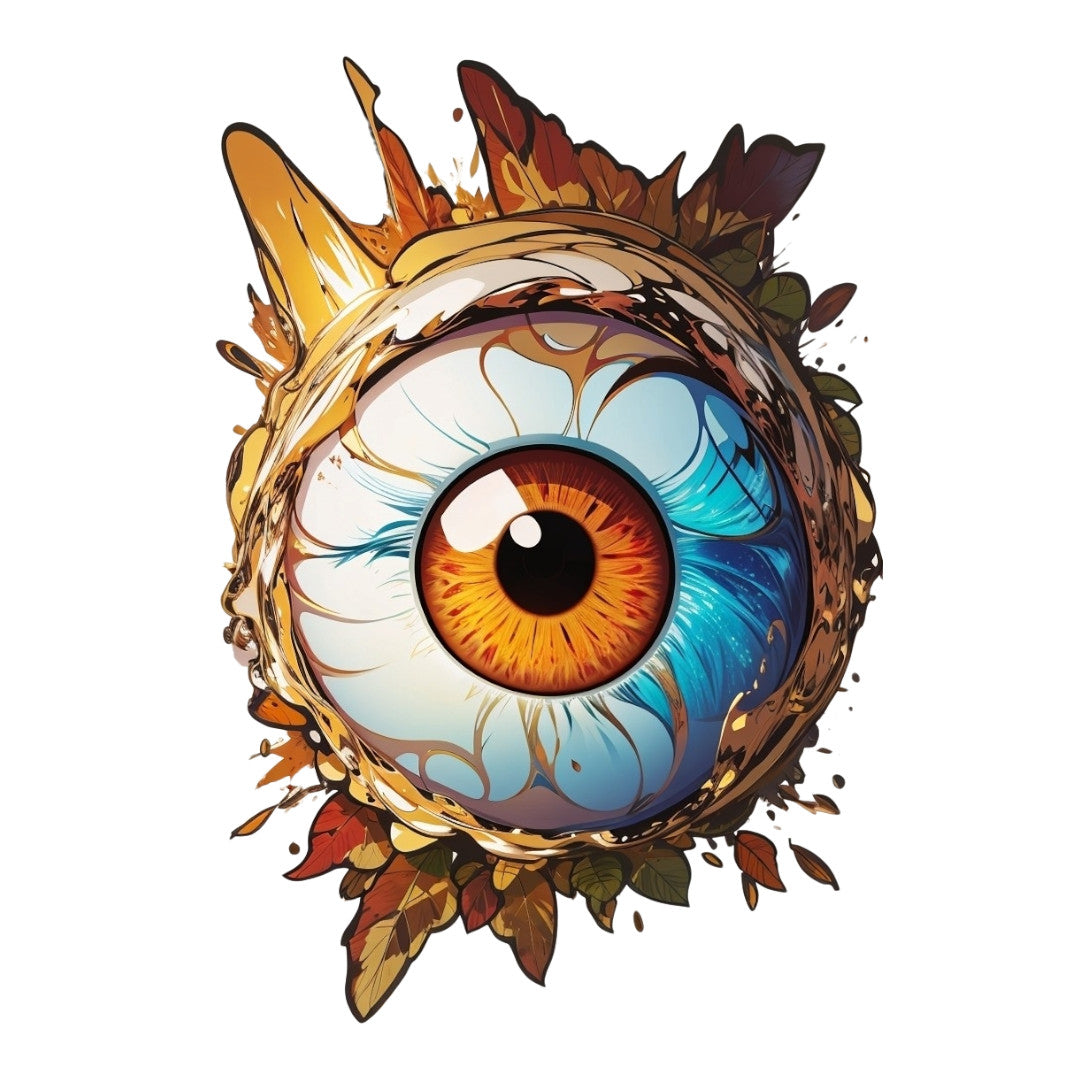 Set 2 bucati, Sticker decorativ, Ochi irizat, Rezistent la apa, NO6762, 16 cm, Multicolor