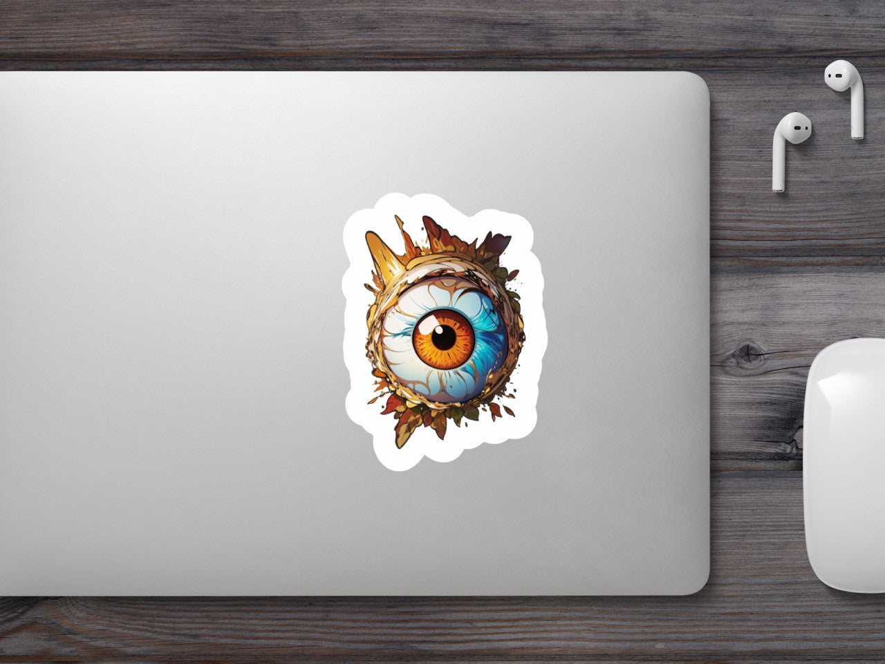 Set 2 bucati, Sticker decorativ, Ochi irizat, Rezistent la apa, NO6762, 16 cm, Multicolor