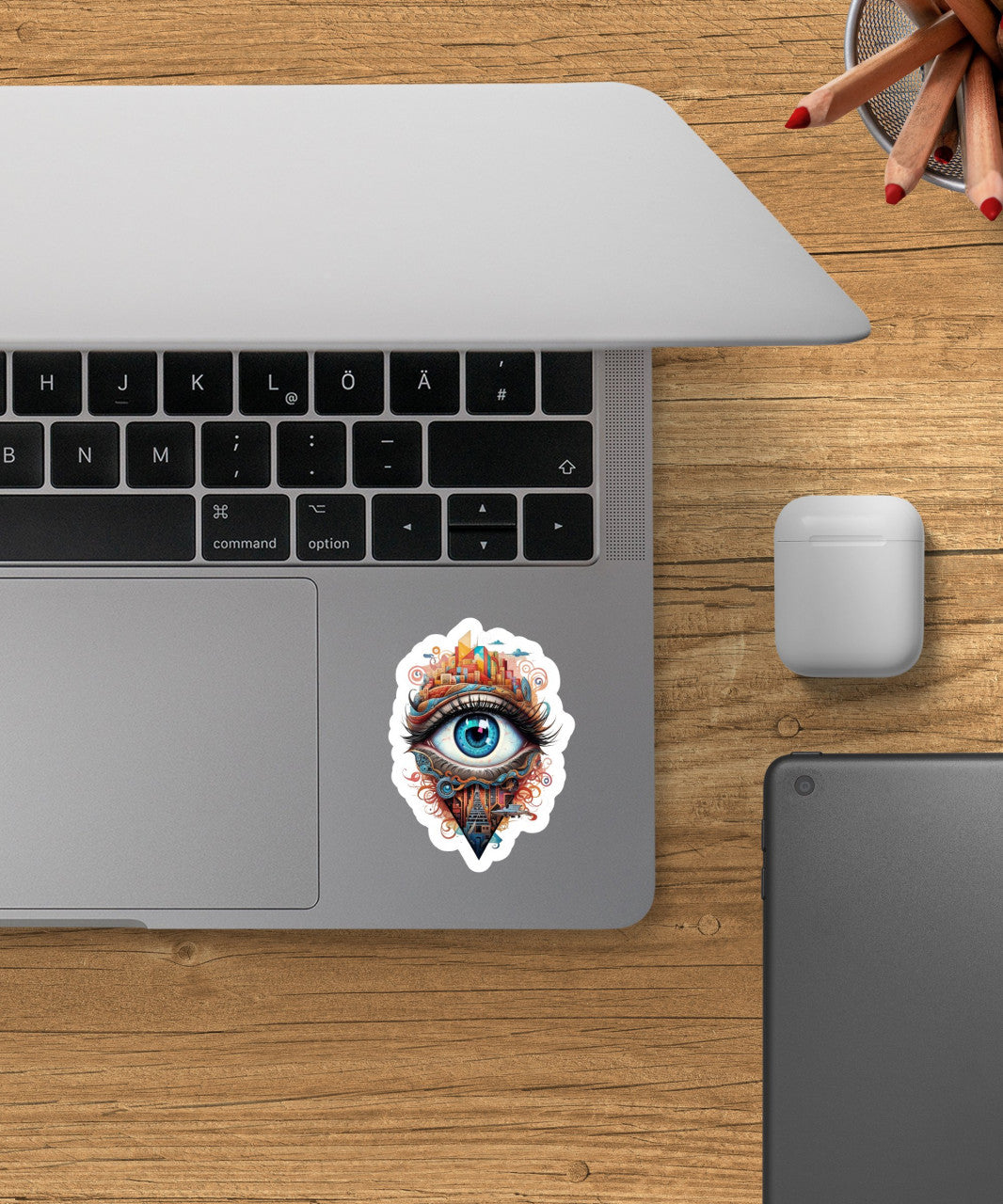 Set 2 bucati, Sticker decorativ, Ochiul din centrul orasului, Rezistent la apa, NO6205, 16 cm, Multicolor