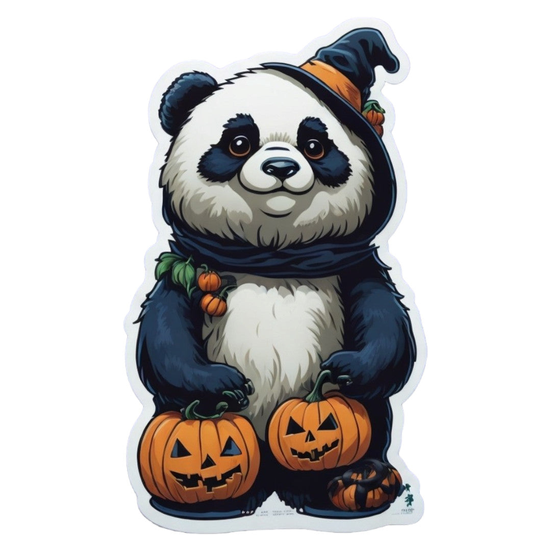 Set 2 bucati, Sticker decorativ, Panda costumat de halloween, Rezistent la apa, NO6978, 16 cm, Multicolor