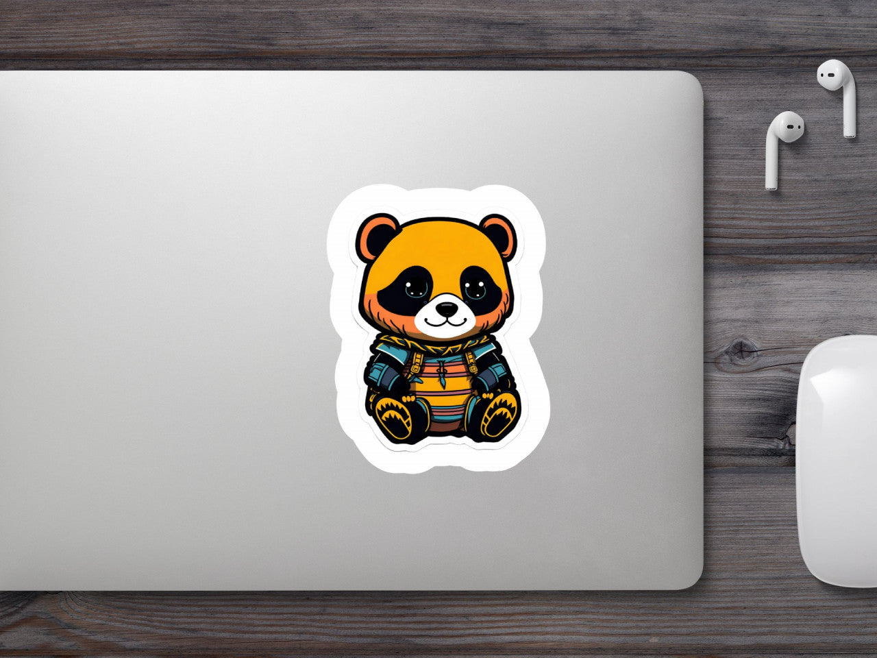 Set 2 bucati, Sticker decorativ, Panda cu tricou, Rezistent la apa, NO6604, 16 cm, Multicolor