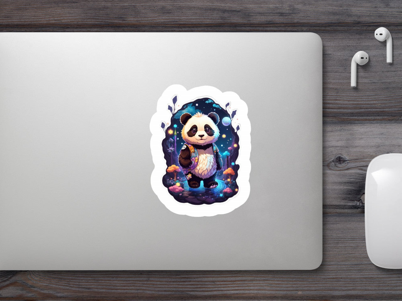 Set 2 bucati, Sticker decorativ, Panda pe inserat, Rezistent la apa, NO6572, 16 cm, Multicolor