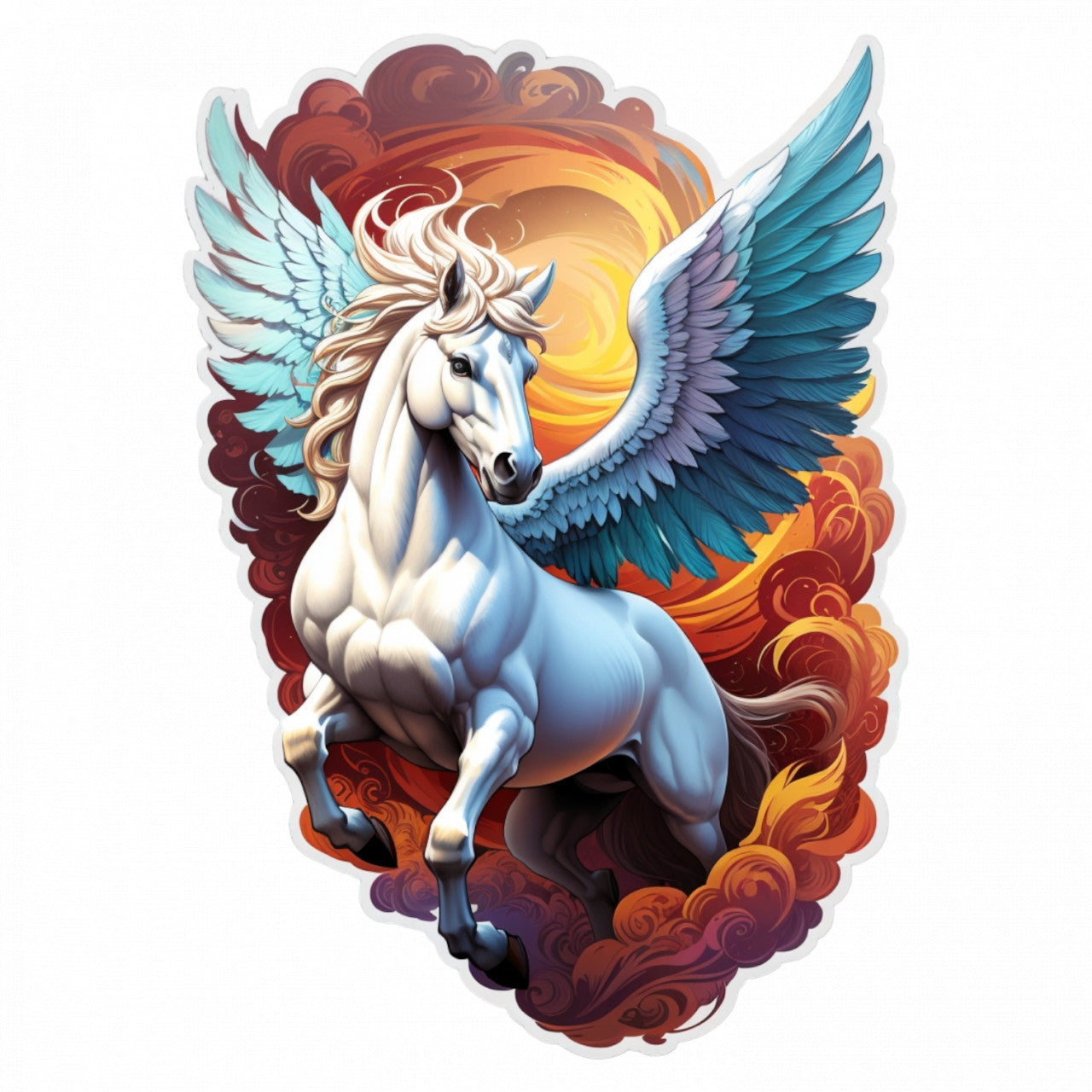 Set 2 bucati, Sticker decorativ, Pegasus personaj mitologic, Rezistent la apa, NO5727, 16 cm, Multicolor