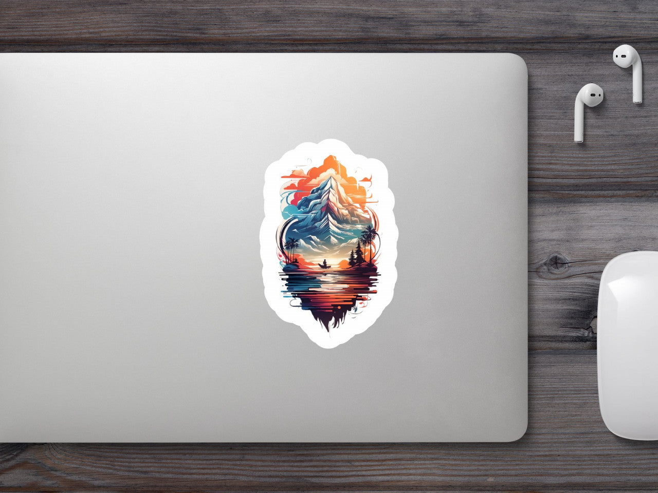 Set 2 bucati, Sticker decorativ, Peisaj cu barca, Rezistent la apa, NO6454, 16 cm, Multicolor