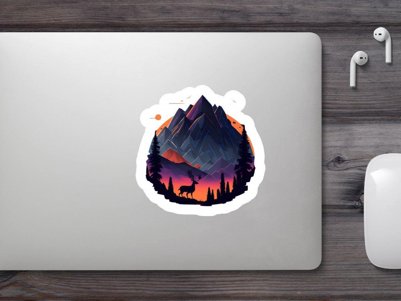 Set 2 bucati, Sticker decorativ, Peisaj de munte, Rezistent la apa, NO6285, 16 cm, Multicolor